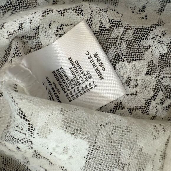 John Galt White Cream Lace Woven Top Shirt Knit Short Sheer Small S - Picture 4 of 6